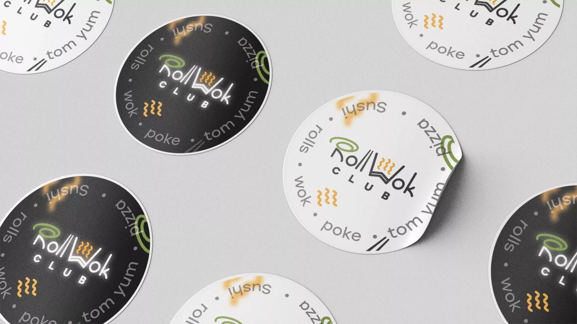 Разработка наклеек для суши-бара «Roll Wok Club» в Уварово